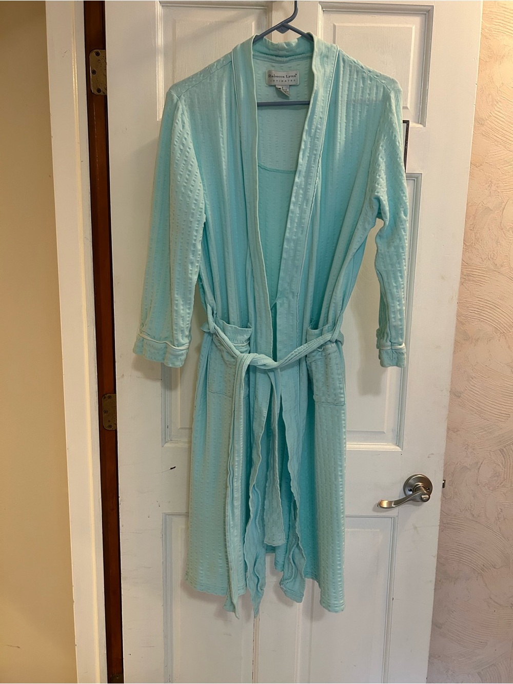Women’s Light Aqua Robe with Self Tie Belt